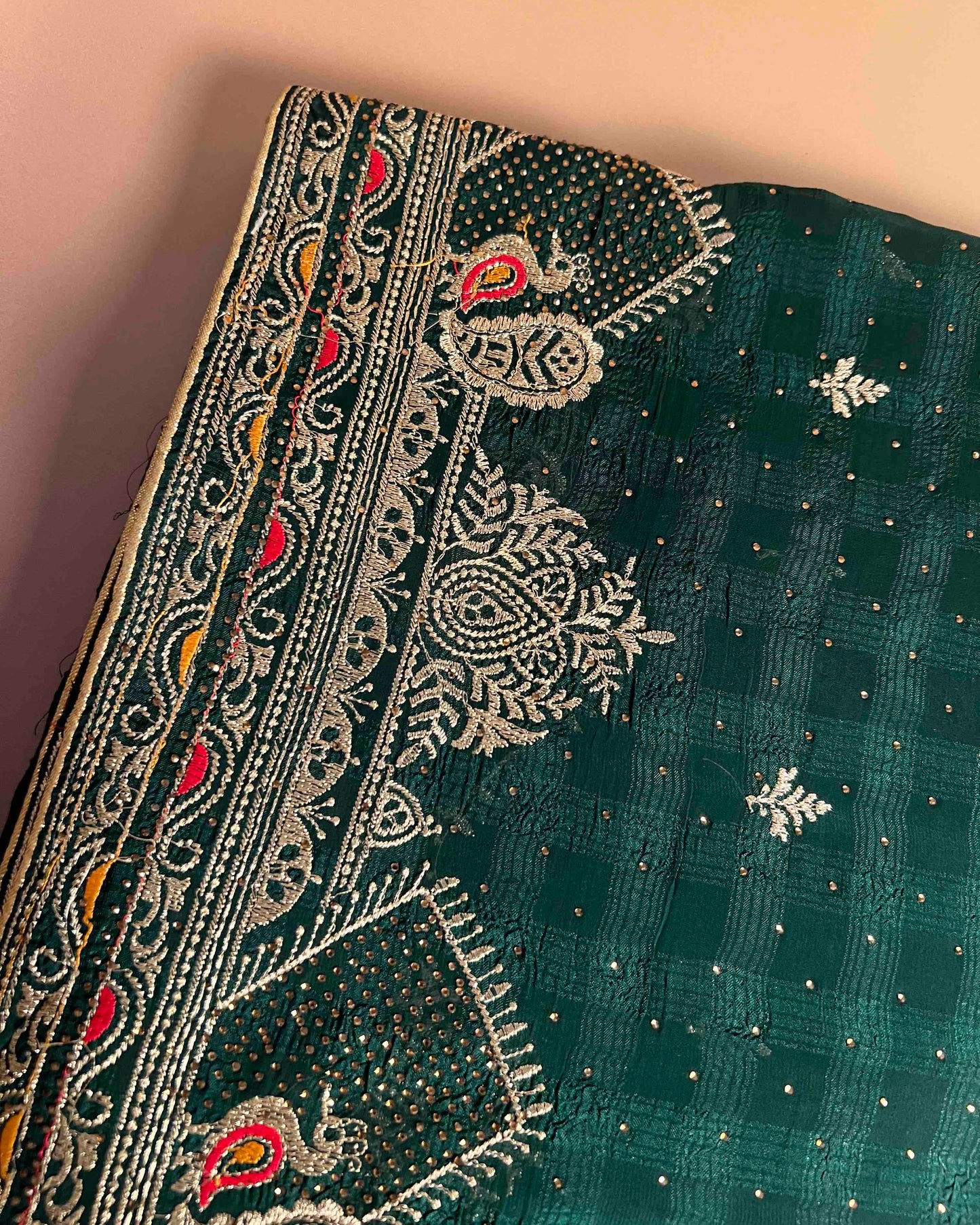 Amaya Green Georgette Saree with Embroidery Border