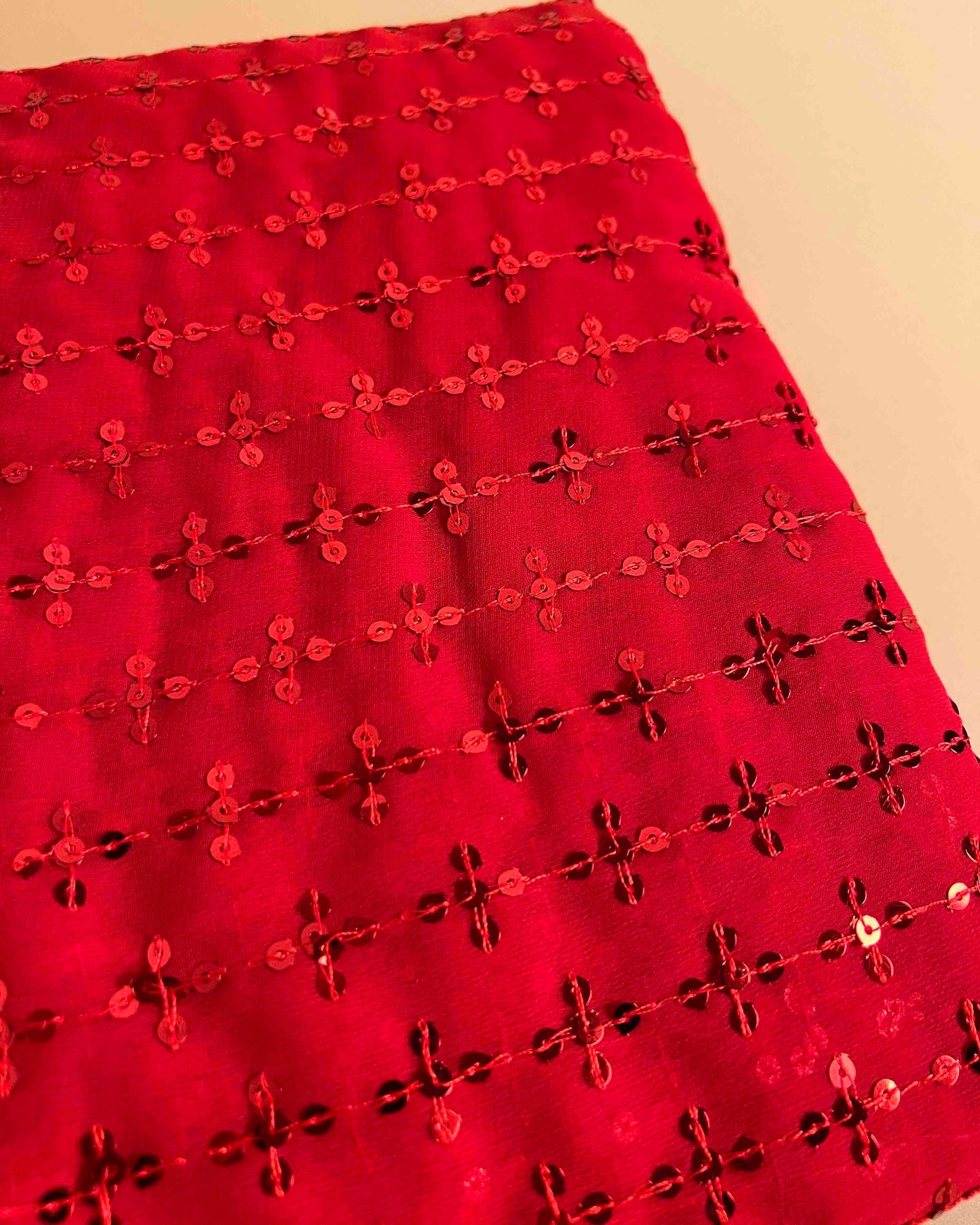 Avani Red & Gold Georgette Saree with Embellishment