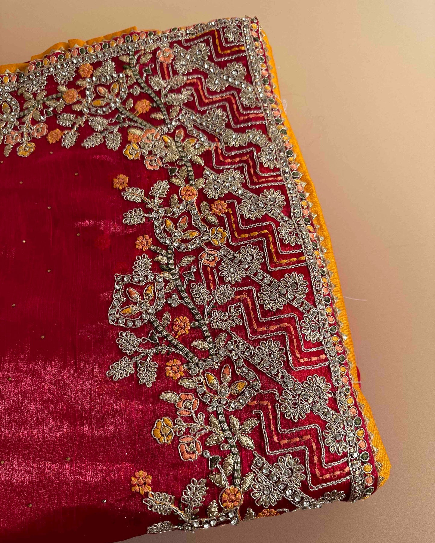 Kahani Rani Pink Chiffon Silk Saree with Embroidery Border