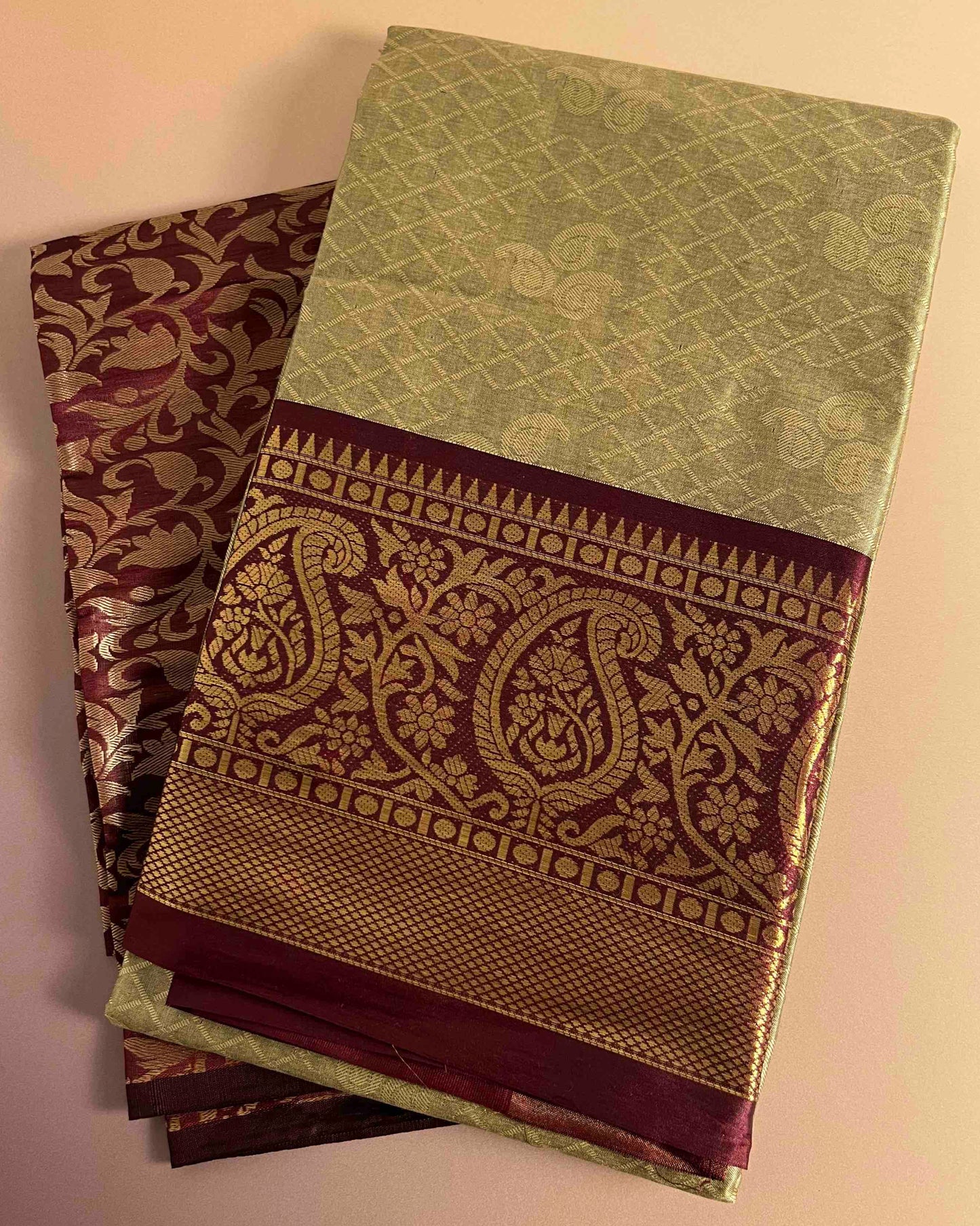 Kavya Gold Banarasi Silk Saree with Maroon Brocade Embroidery Border