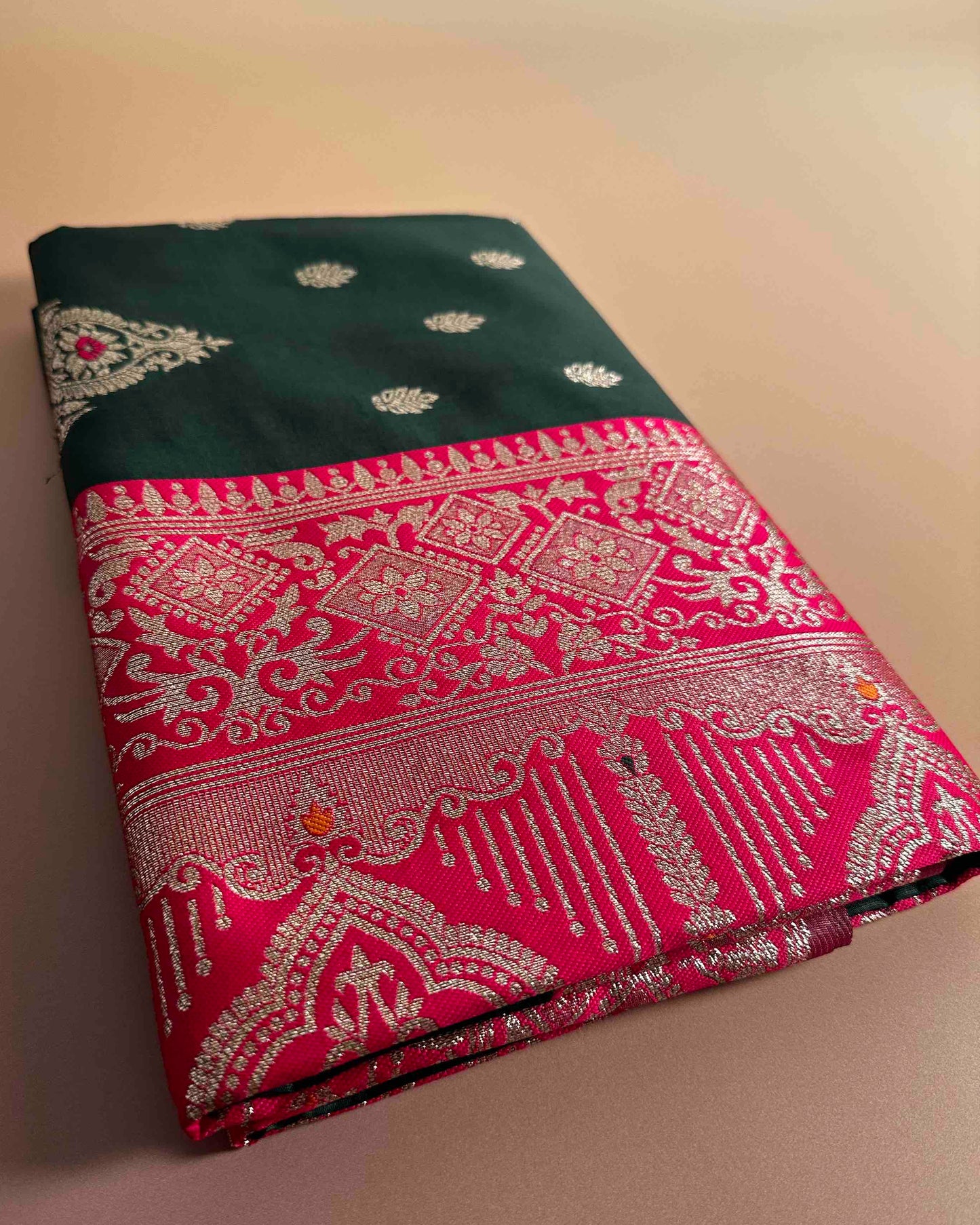 Utsav Bottle Green Banarasi Silk with Gold Brocade Embroidery