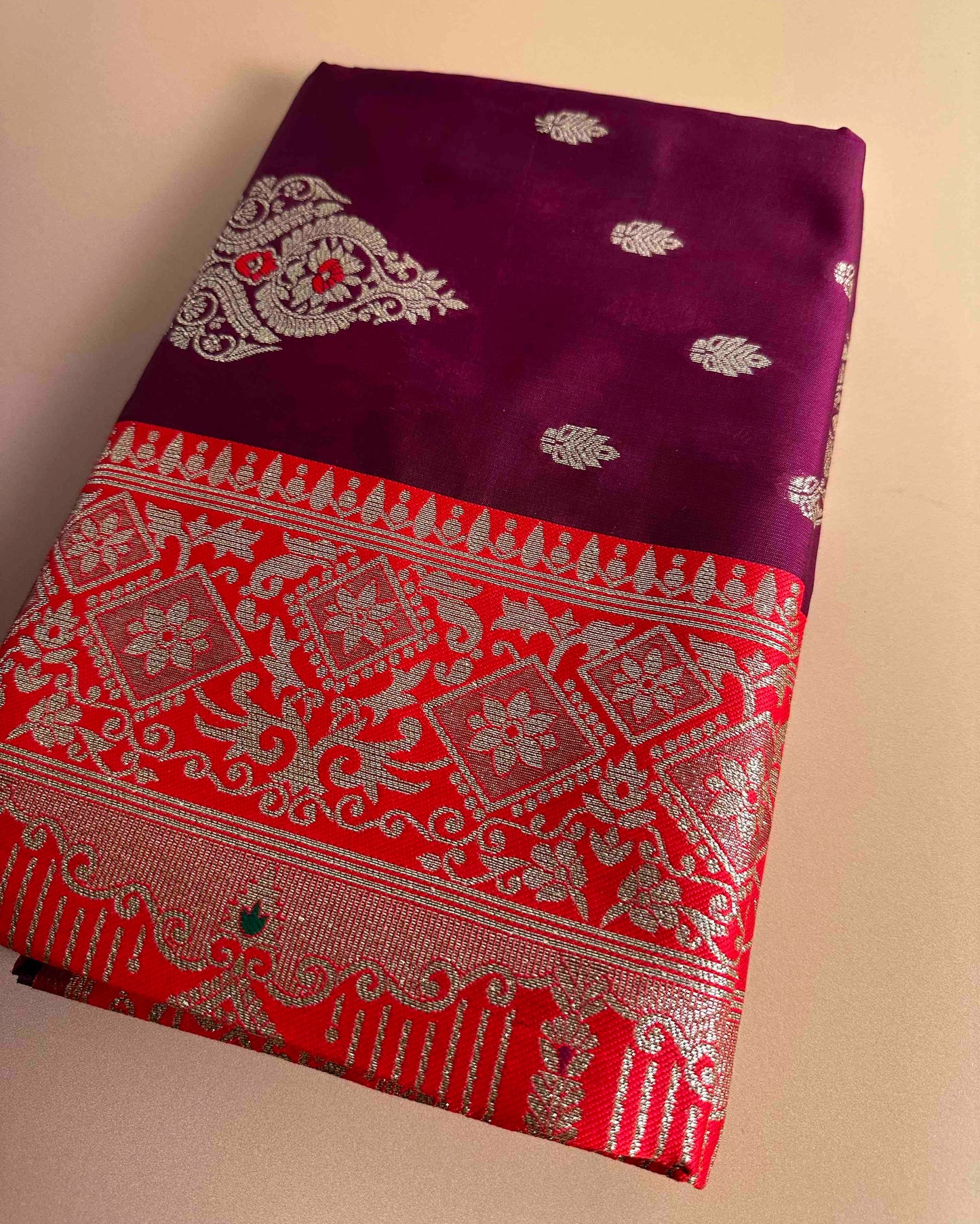 Utsav Maroon Banarasi Silk with Gold Brocade Embroidery