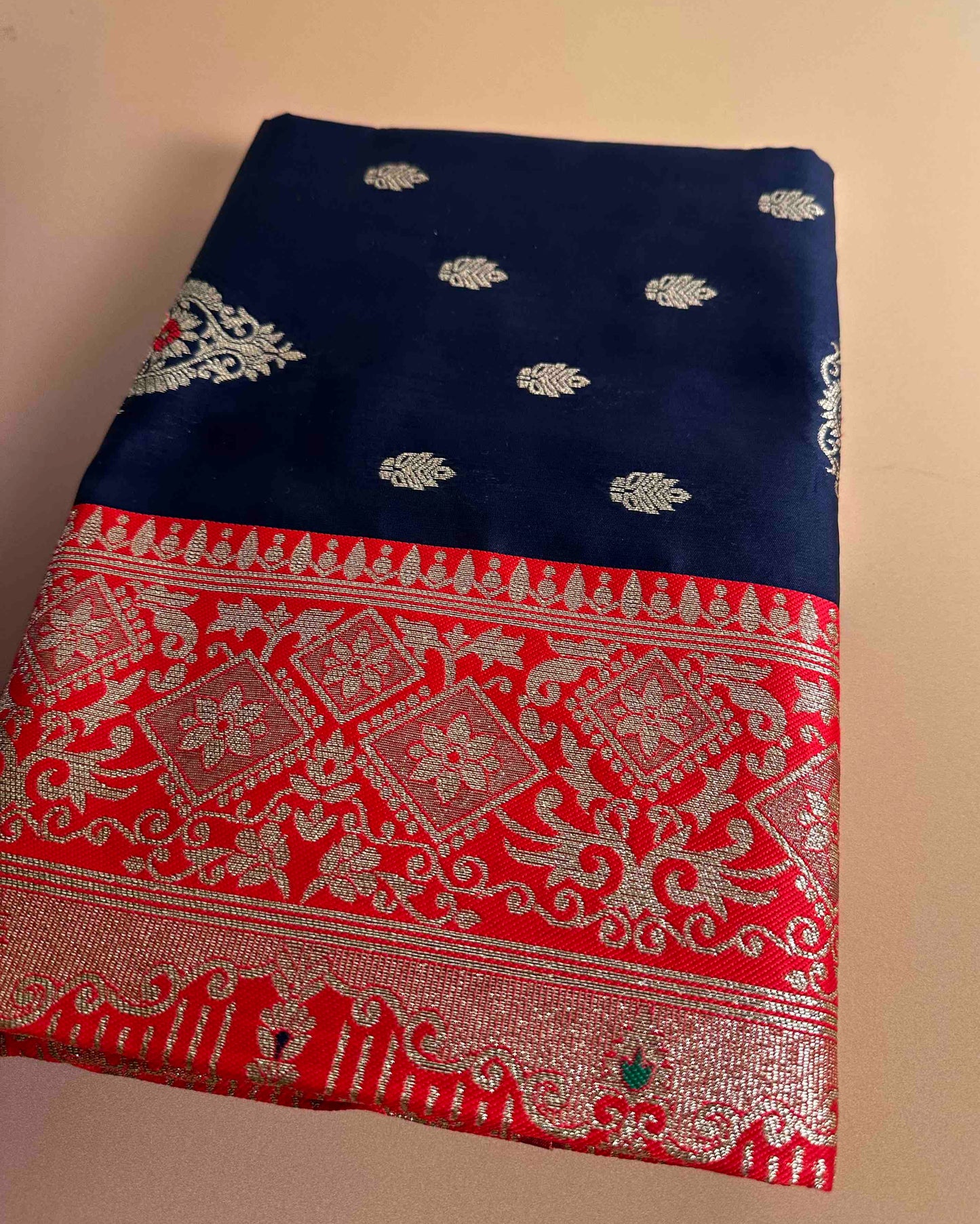 Utsav Navy Banarasi Silk with Gold Brocade Embroidery