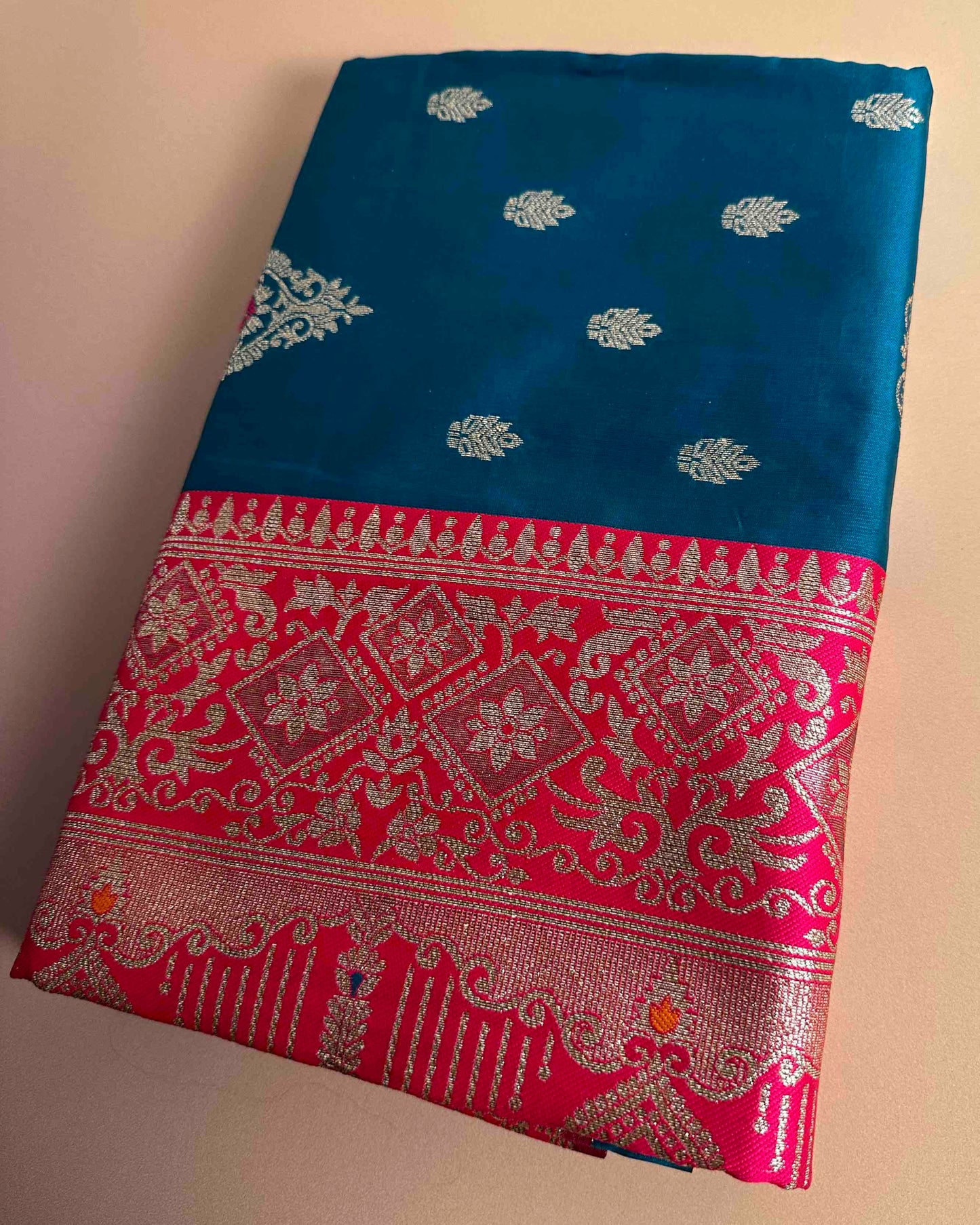 Utsav Teal Banarasi Silk with Gold Brocade Embroidery