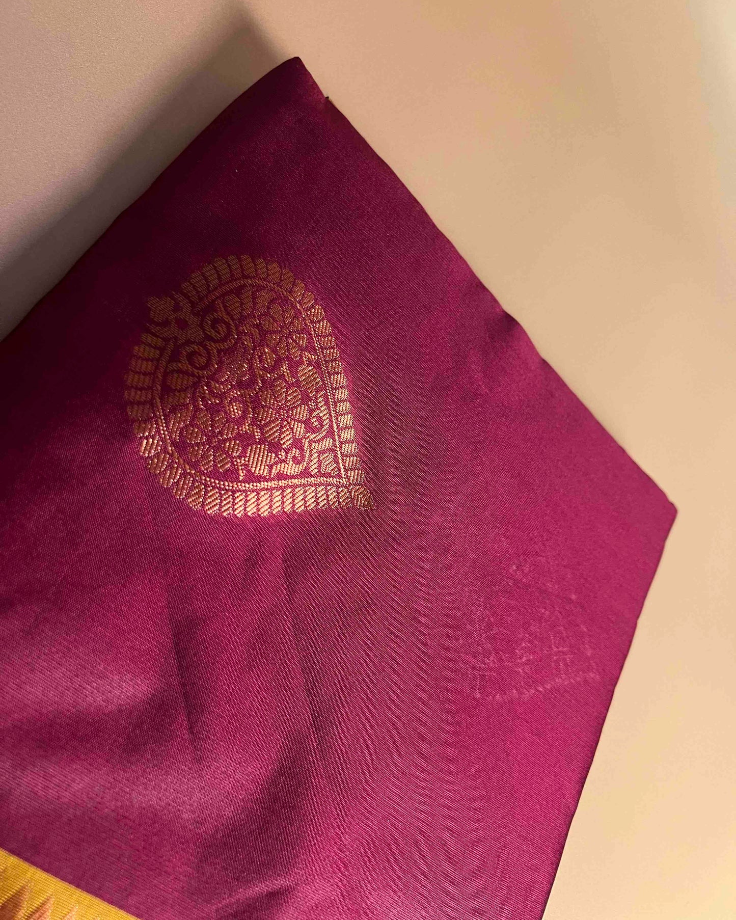 Virasat Deep Purple Silk Jacquard Saree with Luxurious Gold Design